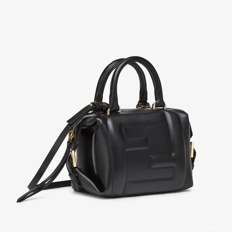 Affordable In Fendi Black Bag FF Cube Leather Mini Nappa 0627